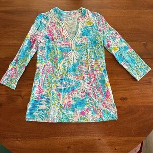Lilly Pulitzer Multicolor Watercolor Print Tunic